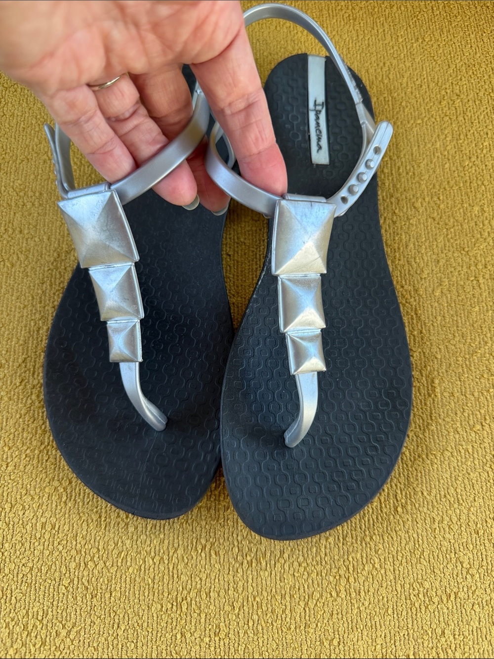 Ipanema Silver Thong T-Strap Sandals